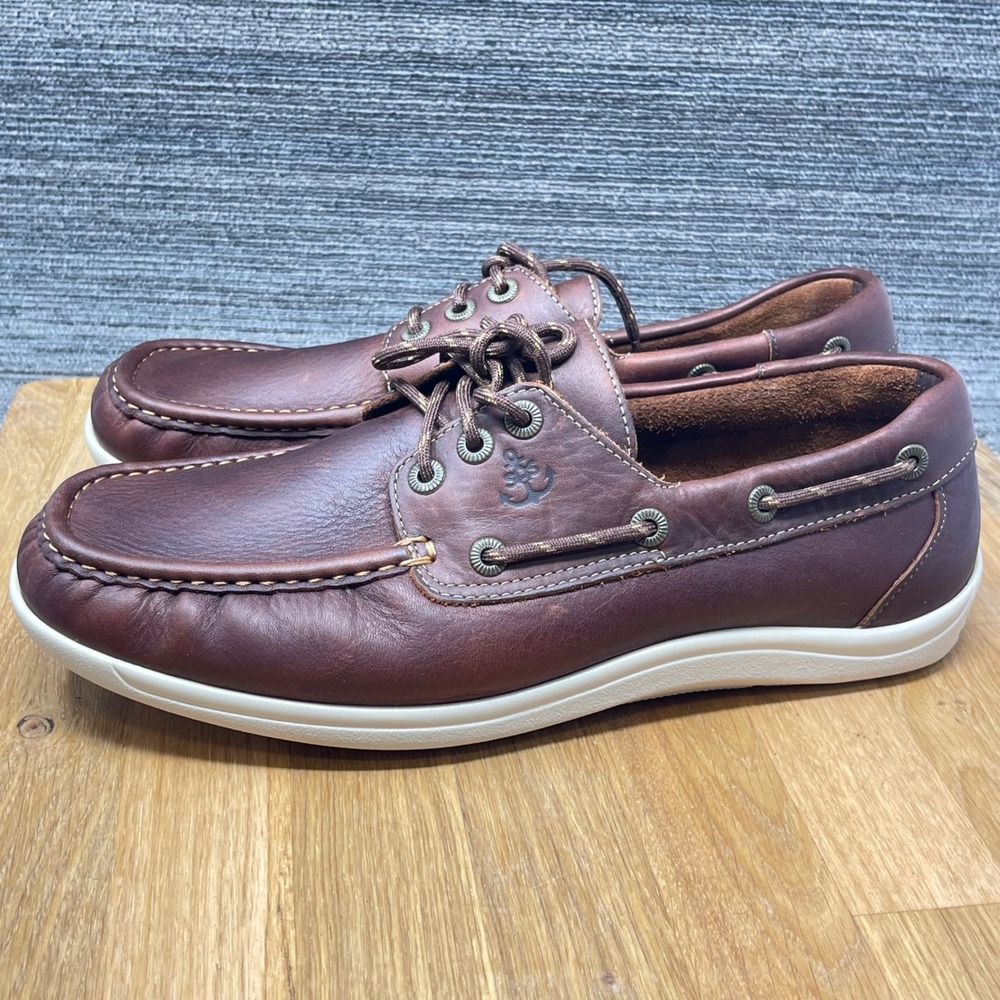 SAS Boat Shoes Mens 10.5 Wide Brown Leather Tripad Comfort Lace Up USA A0825605